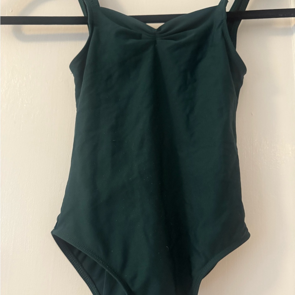 Wear moi faustine hunter green leotard kids 10/12.